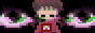 A young girl, in pixelated anime-adjacent style, with eyes shaking behind her